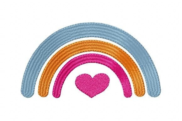 Rainbow with Heart Embroidery