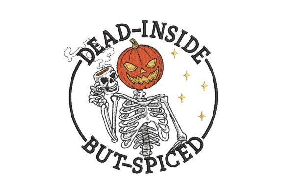 Skeleton with Coffee Embroidery